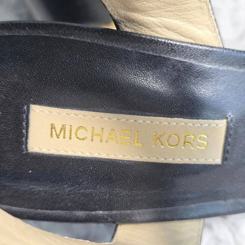 Michael Kors Vero Cuoio Sandals Leather Coral Black White EU 37 US 6 6.5 Italian